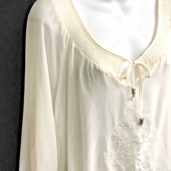 Lady Dutch Blouse L Long Sleeve Cream Sheer - Picture 3 of 6